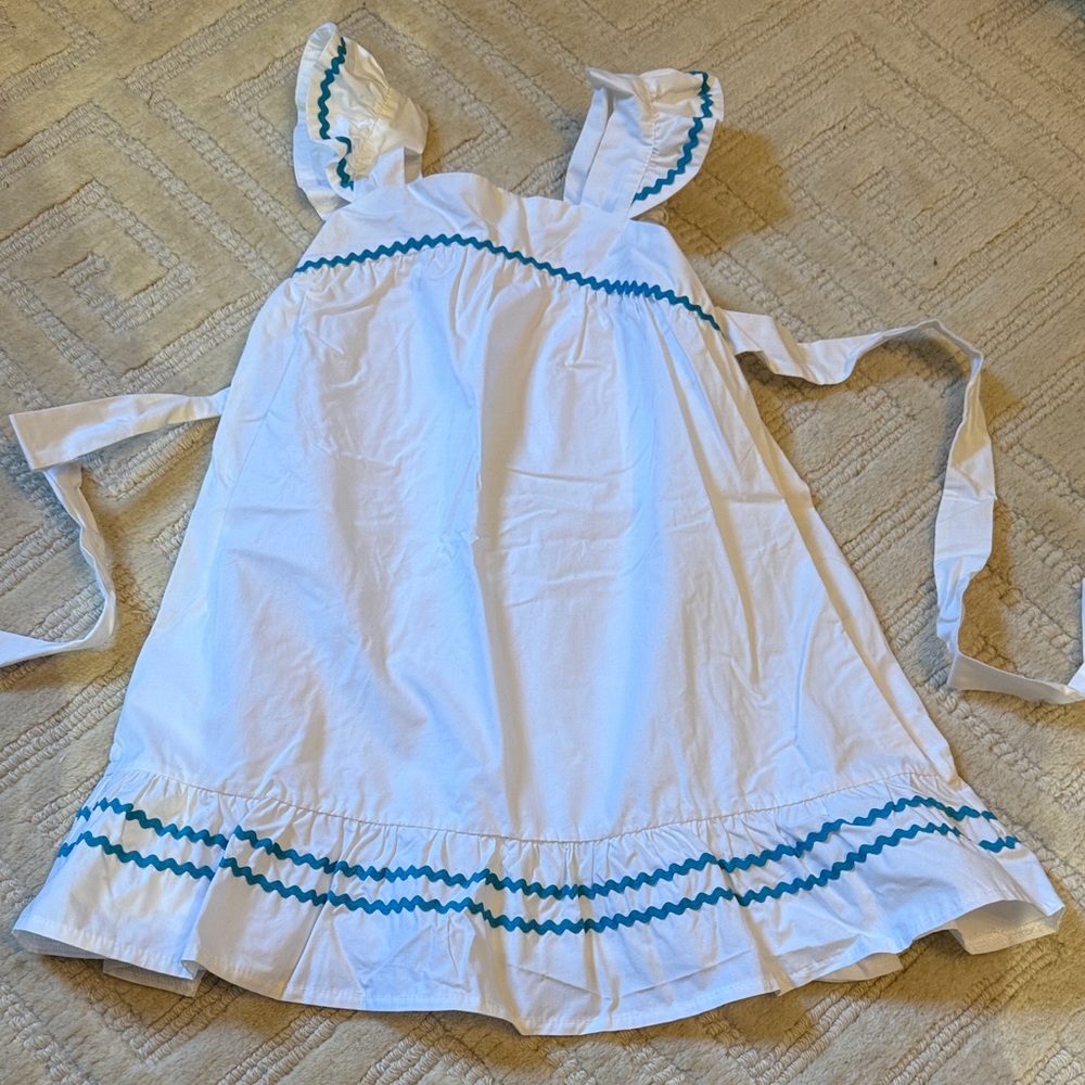 White and Blue Kids Casual Dress